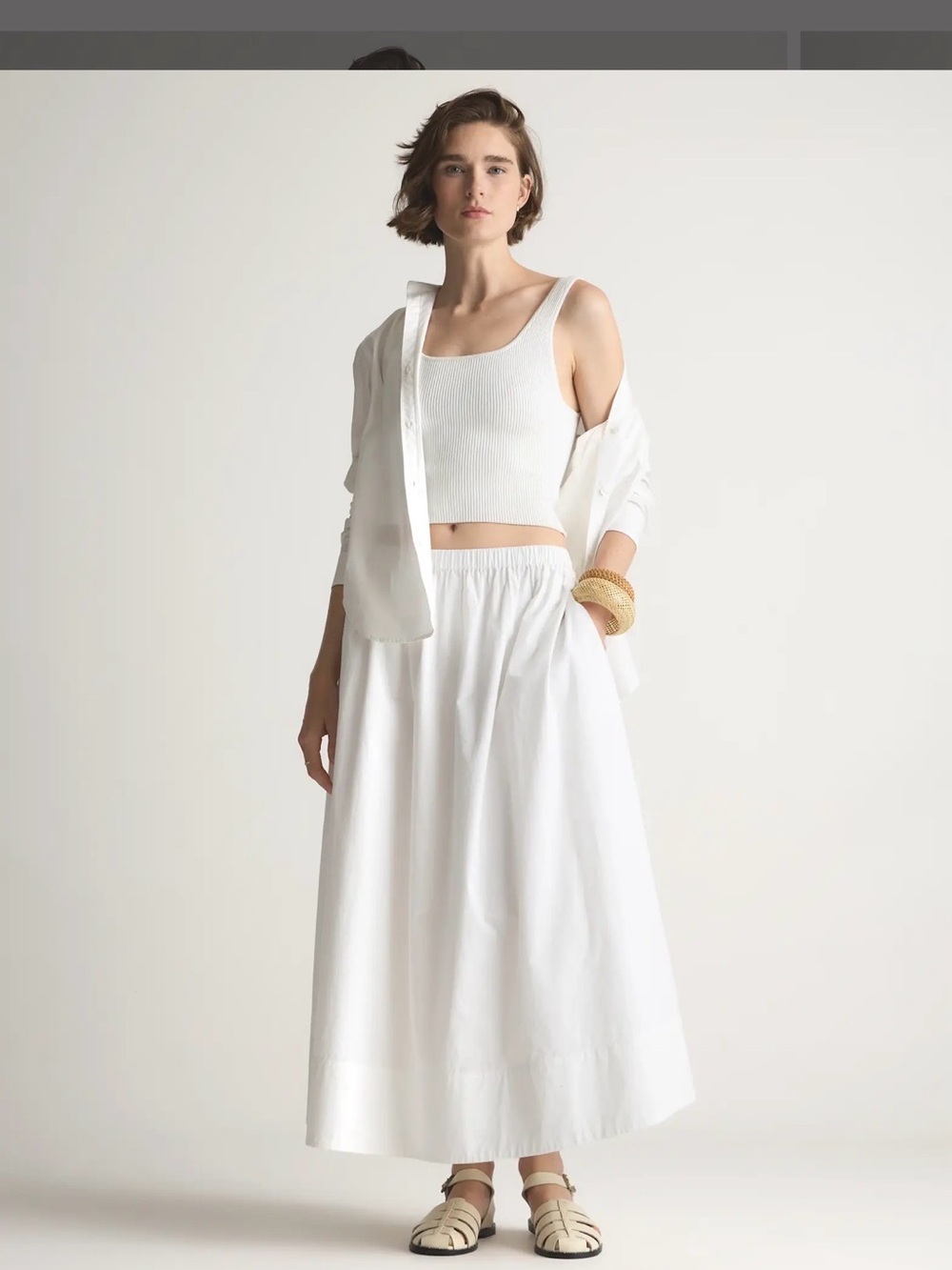 Quince White Maxi Skirt — Flowing Cotton Maxi